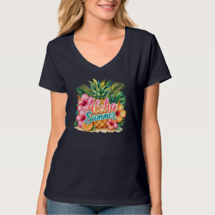 Aloha Sommer Tropische Ananas Hibiskus & Zitrone T-Shirt