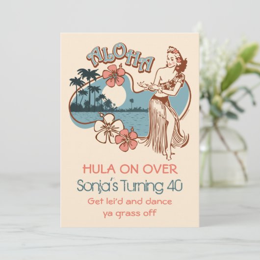 Aloha Sonja 40. Custom Einladung (Stehend Vorderseite)
