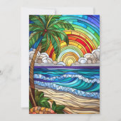Aloha Sonnenuntergang Insel Buntglas Kunstkarte (Vorderseite)