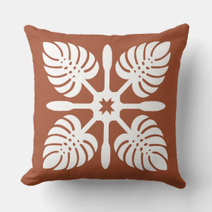 Aloha Spirit Hawaiian Quilt - Monstera & Paddles Kissen