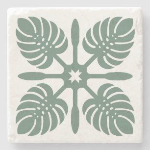 Aloha Spirit Hawaiian Quilt - Monstera & Paddles T Steinuntersetzer