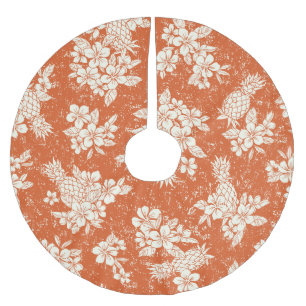 Aloha Spirit: Hibiskus-Ananas Harmonie. Polyester Weihnachtsbaumdecke