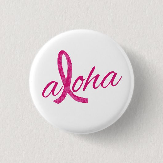 Aloha Spirit Pink Ribbon Design for Breast Cancer Button (Vorderseite)