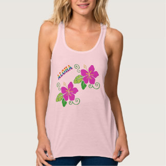 Aloha Stickerei Look Pink Hawaiian Flower Tank Top