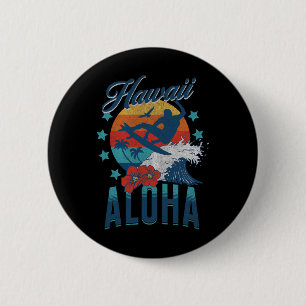 Aloha Strand Hawaii Surfen Vintage Hawaiian Retro  Button