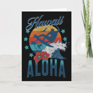 Aloha Strand Hawaii Surfen Vintage Hawaiian Retro Karte