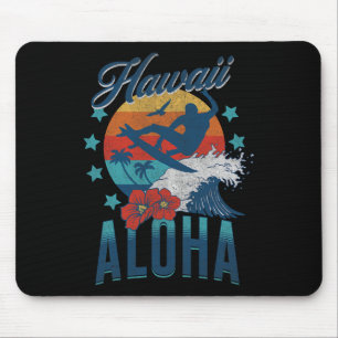 Aloha Strand Hawaii Surfen Vintage Hawaiian Retro Mousepad