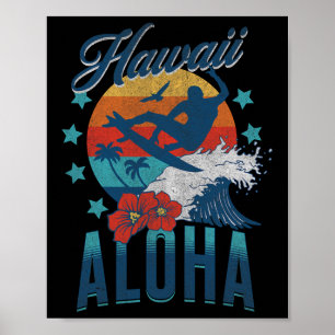 Aloha Strand Hawaii Surfen Vintage Hawaiian Retro Poster