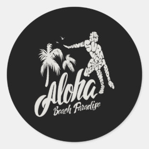 Aloha-Strand-Paradies-Surf-Surfen Runder Aufkleber