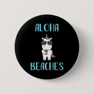 Aloha Strände Cooles Einhorn-T-Shirt Urlaub Gesche Button