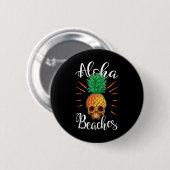 Aloha Strände Hawaii Ananas Totenkopf Urlaubsshirt Button (Vorne & Hinten)