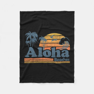 Aloha Strände Hawaii Vintage Strand Surfen Retro H Fleecedecke