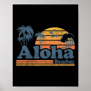 Aloha Strände Hawaii Vintage Strand Surfen Retro H Poster
