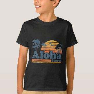 Aloha Strände Hawaii Vintage Strand Surfen Retro H T-Shirt