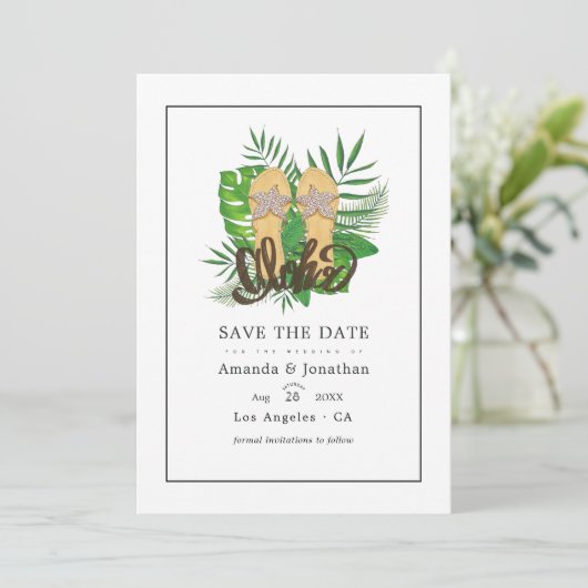 Aloha Summer Beach Wedding Save the Date (Stehend Vorderseite)
