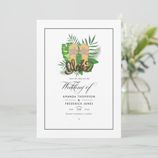Aloha Summer Beach Wedding Save the Date (Stehend Vorderseite)