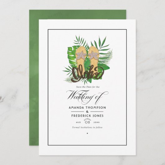 Aloha Summer Beach Wedding Save the Date (Vorne/Hinten)