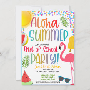 Aloha Summer End of School Pool Party Einladung