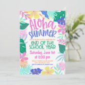 Aloha Summer End of School Year Party Einladung (Stehend Vorderseite)