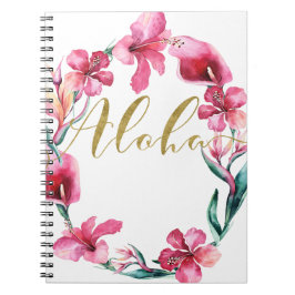 Aloha Summer Floral Hibiskus Blume Wreath Notizblock