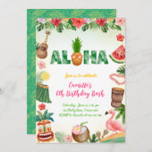 Aloha Summer Girl Birthday Einladung (Vorne/Hinten)