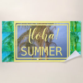 Aloha Summer Green Palm Trees Beach Towel Strandtuch