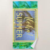 Aloha Summer Green Palm Trees Beach Towel Strandtuch (Vorderseite)