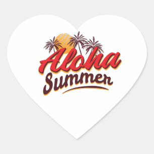 Aloha Summer Herz-Aufkleber