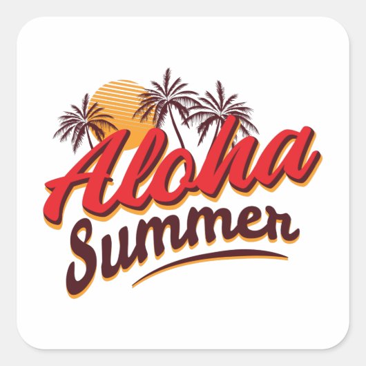 Aloha Summer Quadratischer Aufkleber (Vorderseite)