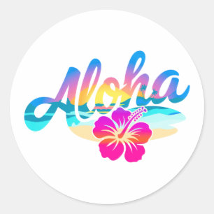 Aloha Summer Runder Aufkleber