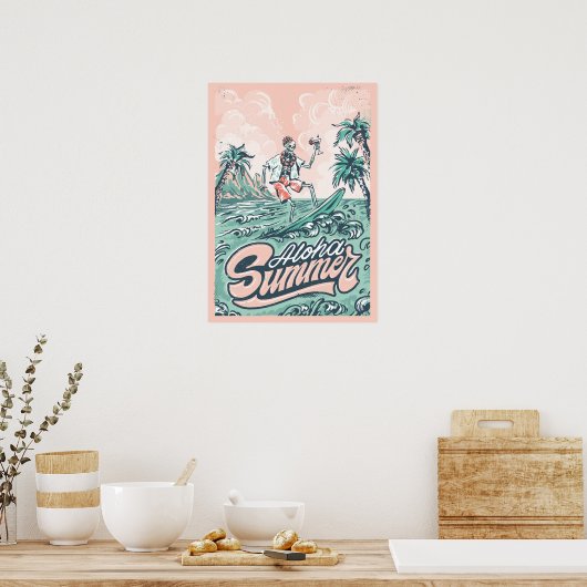 Aloha Summer Surfing Poster (Küche)