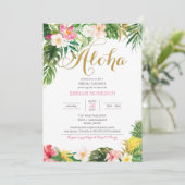 Aloha Summer Tropical oder Luau Brautparty Einladung (Stehend Vorderseite)