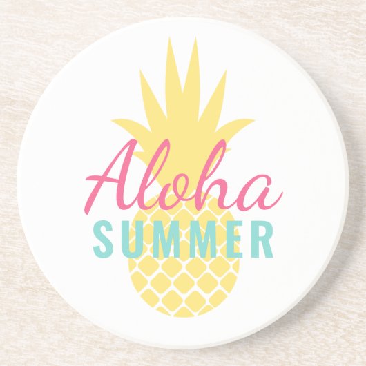 Aloha Summer Tropical Yellow Pineapple Getränkeuntersetzer (Vorne)