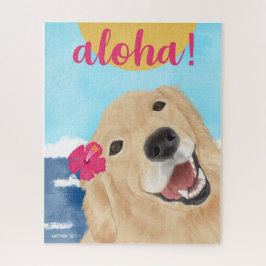 Aloha Sun and Waves Golden Retriever Jigsaw Puzzle
