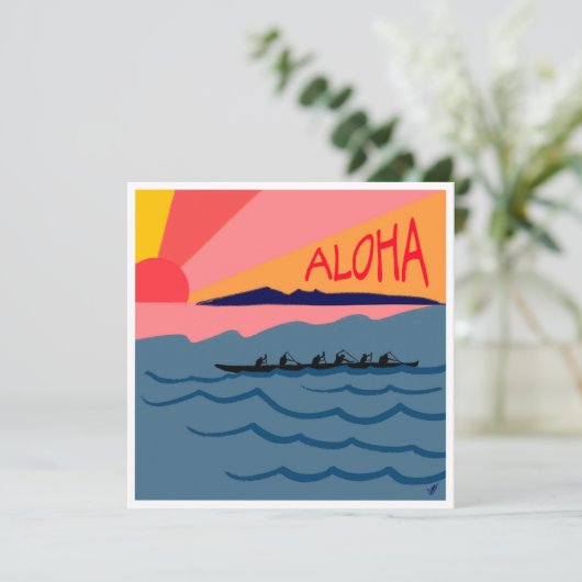 Aloha Sunset Note Card Dankeskarte (Stehend Vorderseite)
