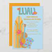 Aloha Surf Board Hawaiian Birthday Einladung (Vorne/Hinten)