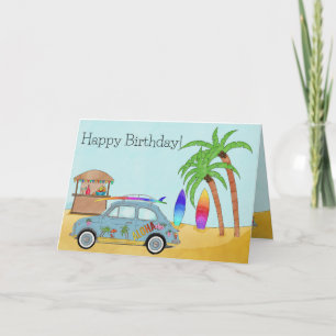 Aloha Surf Fiat 500 Geburtstagskarte Karte