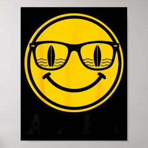 Aloha-Surf-Lächeln-Sonnenbrille-Surfbrett-Reflexio Poster