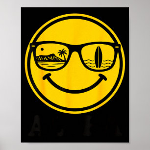 Aloha-Surf-Lächeln-Sonnenbrille-Surfbrett-Reflexio Poster