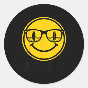 Aloha-Surf-Lächeln-Sonnenbrille-Surfbrett-Reflexio Runder Aufkleber