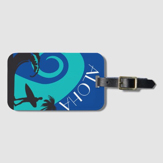 Aloha Surf und Palmen Gepäckanhänger (Vorderseite (Horizontal))