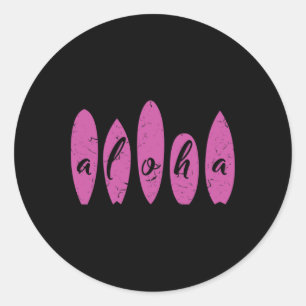 Aloha Surfen Strand Surfboard Frauen Mädchen Hawai Runder Aufkleber