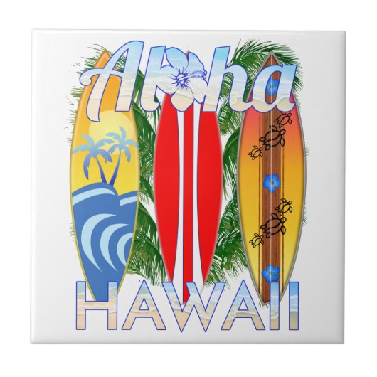 Aloha surfende Hawaii-Inseln Fliese (Vorderseite)