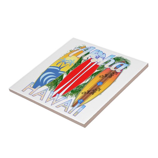Aloha surfende Hawaii-Inseln Fliese (Seite)