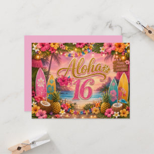 Aloha Sweet 16 Geburtstagsschild Einladung