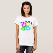 Aloha T - Shirt farbenfrohe hawaiianische Blume (Vorne ganz)