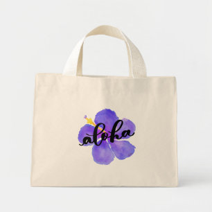 Aloha-Tasche mit lila Hibiskusblüte Mini Stoffbeutel