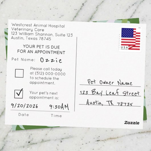 Aloha-Termin-Erinnerung für Haustiere Postkarte