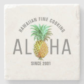 Aloha-Text mit Ananas-tropischem Design Steinuntersetzer (Vorderseite)