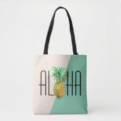 Aloha Text mit Ananas tropischer Geometrie zurück Tasche (Vorderseite)